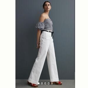 Anthropologie Maeve ‘70s Flare Coastal Granddaughter Preppy Pants In Ivory 12